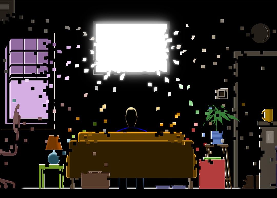 illustration concept of pixels of data on screen being recorded