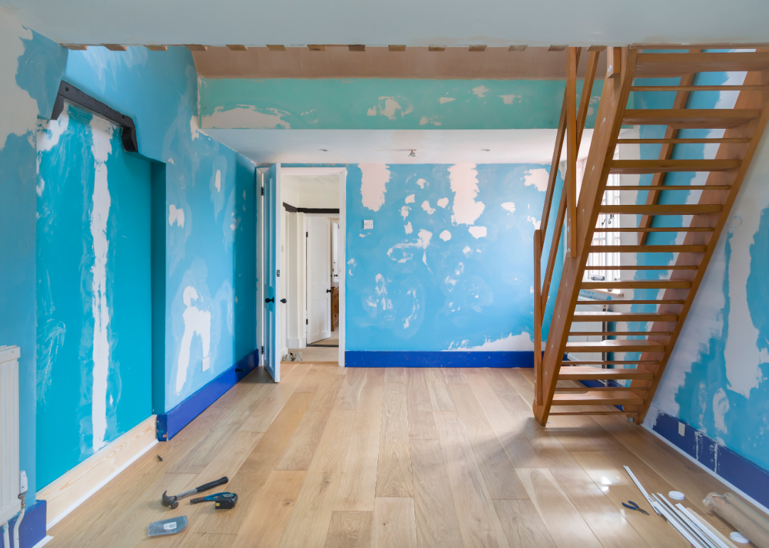 DIY home improvement project with paint and construction