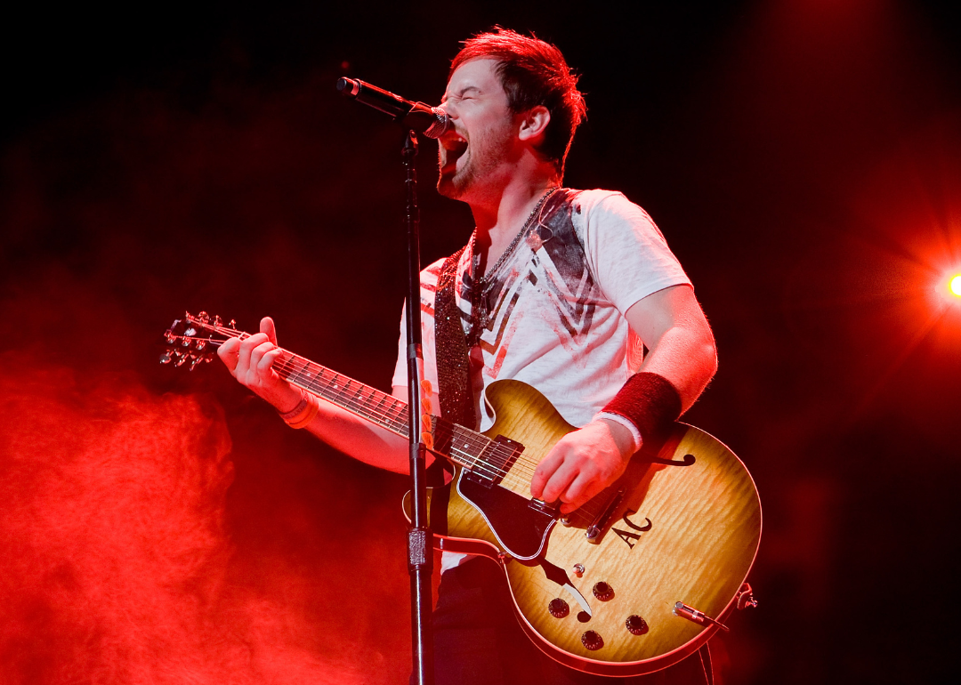 'American Idol' season 7 winner David Cook performs during the American Idols Live! Tour 2008 at the Conseco Fieldhouse on July 22, 2008 in Indianapolis.