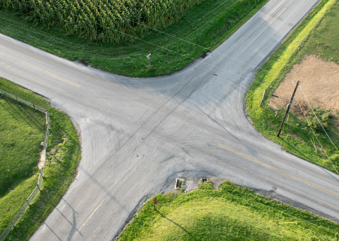 aerial shot of intersection
