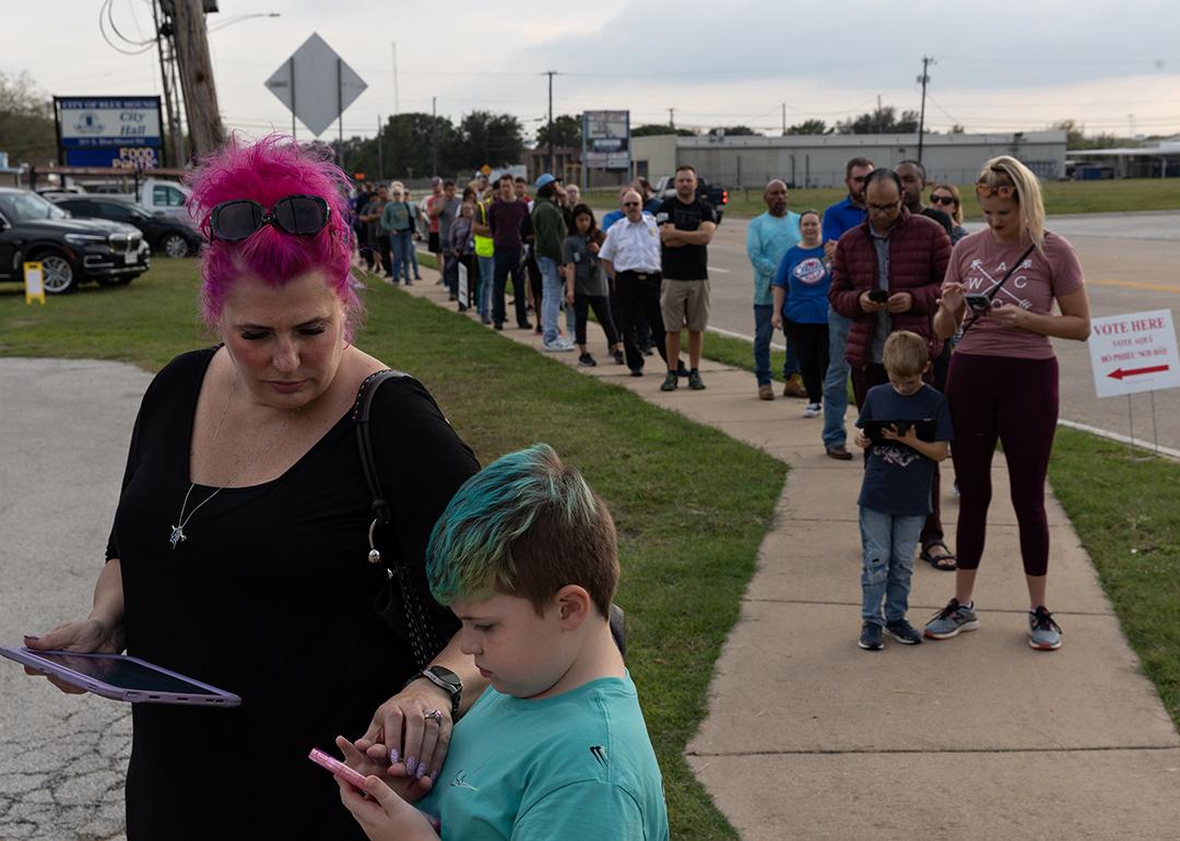 Texas residents waiting in line to vote in Nov 2022