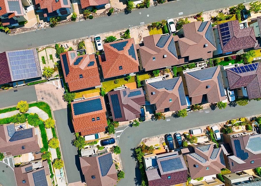 aerial view of residential solar