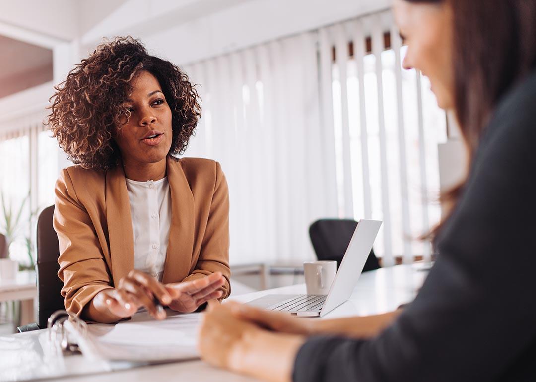 Woman in an office doing a job interview