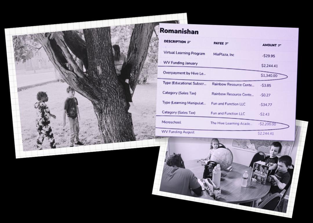photo illustration showing students from microschool and receipt of payments