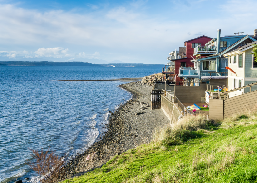 A row of houses along the waterfront in West Seattle