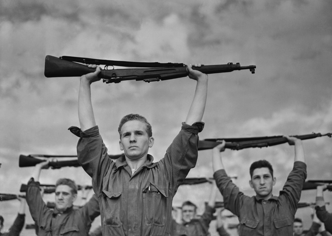 U.S. Marine recruits at Parris Island, South Carolina in 1941.