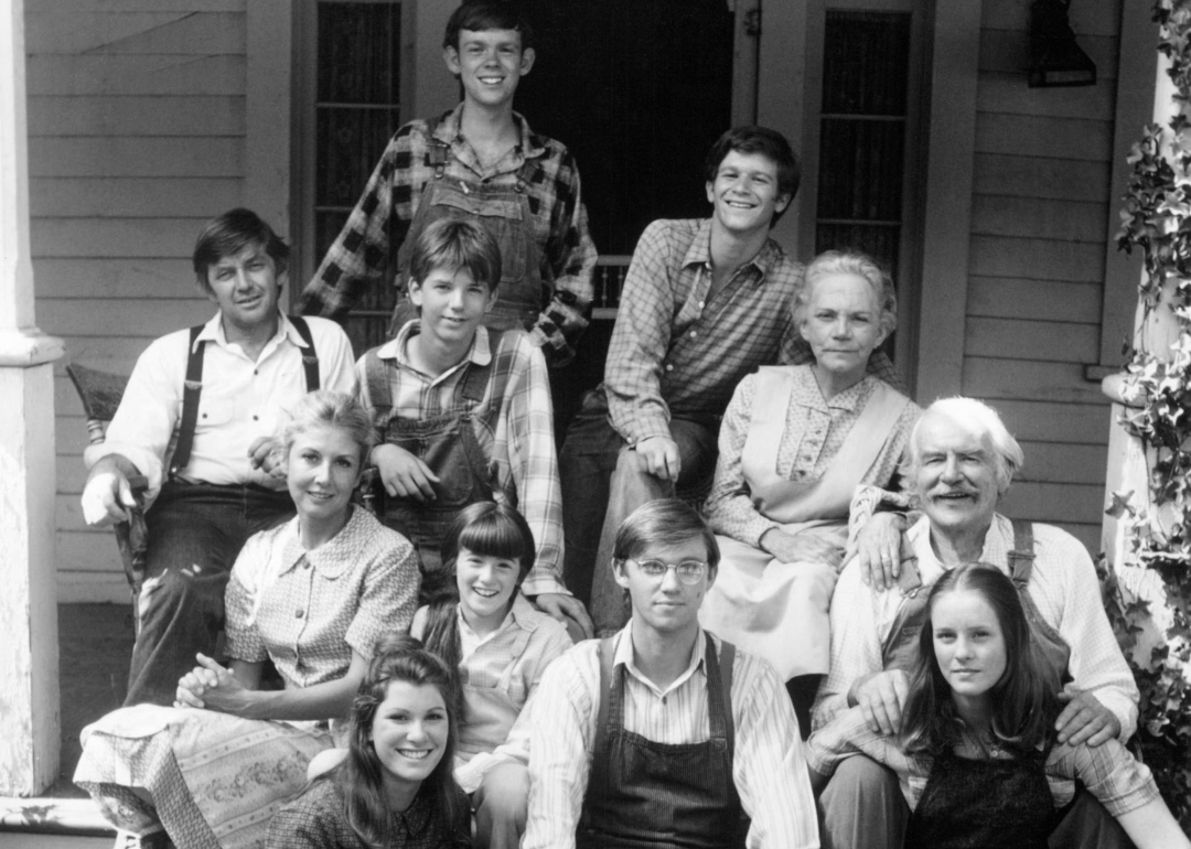 The cast of the US TV series 'The Waltons' in a promotional portrait, circa 1975