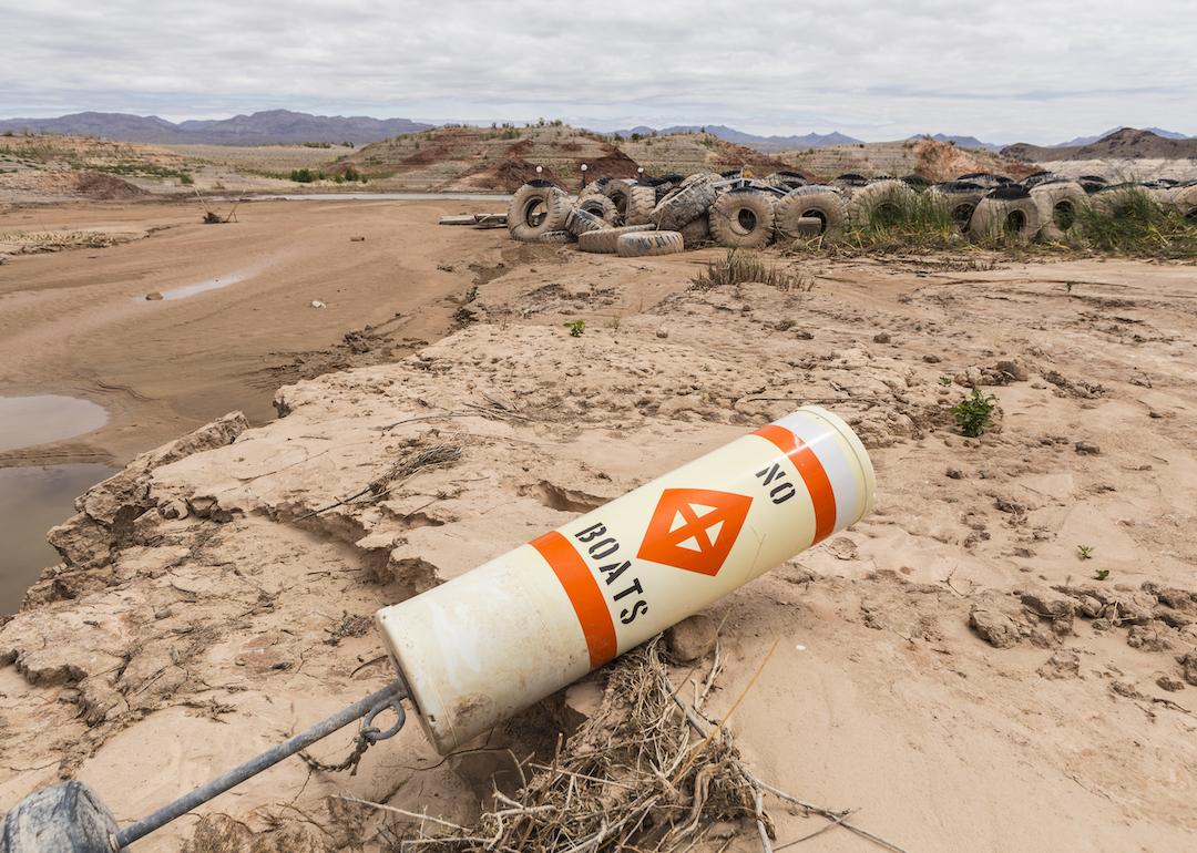 Historic low lake levels at Lake Mead's Echo Bay in Southern Nevada.