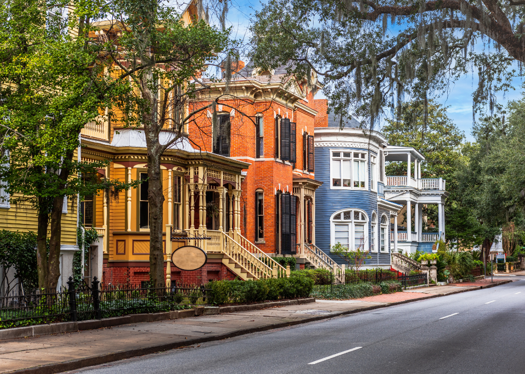 Historic homes along Whitaker Street in Savannah, Georgia