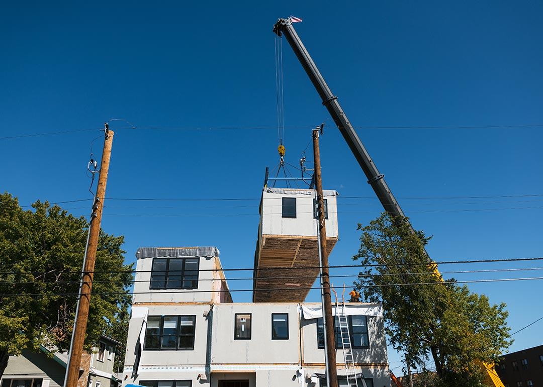 Modular units being constructed in Minneapolis.