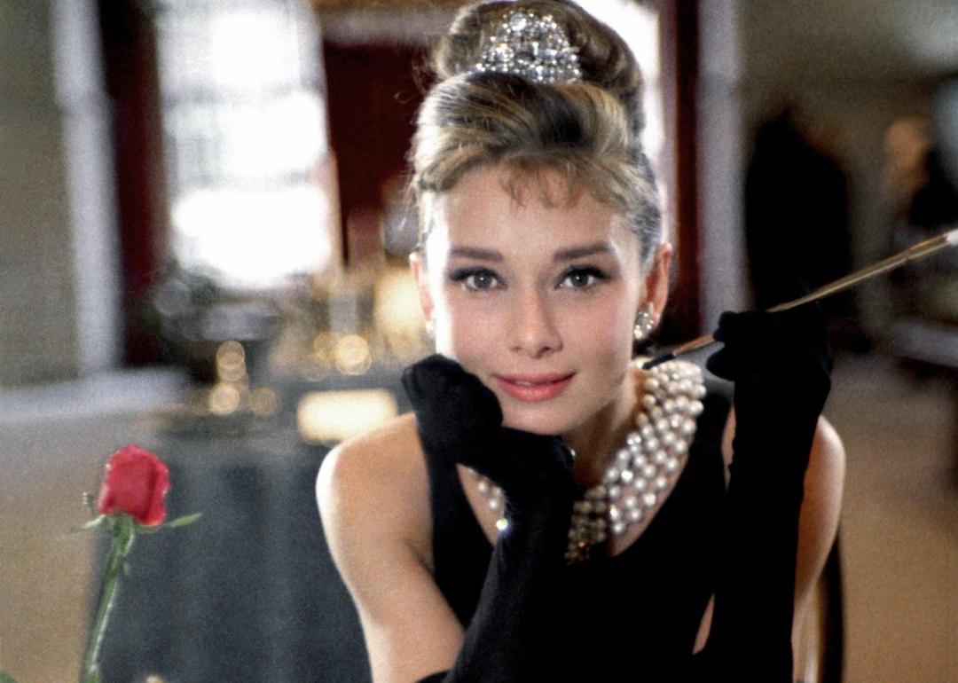 Audrey Hepburn poses for a publicity still for 'Breakfast at Tiffany's' in 1961 in New York City, New York.