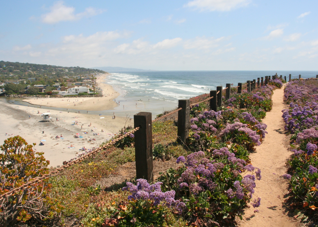View of the beach in Del Mar, California.