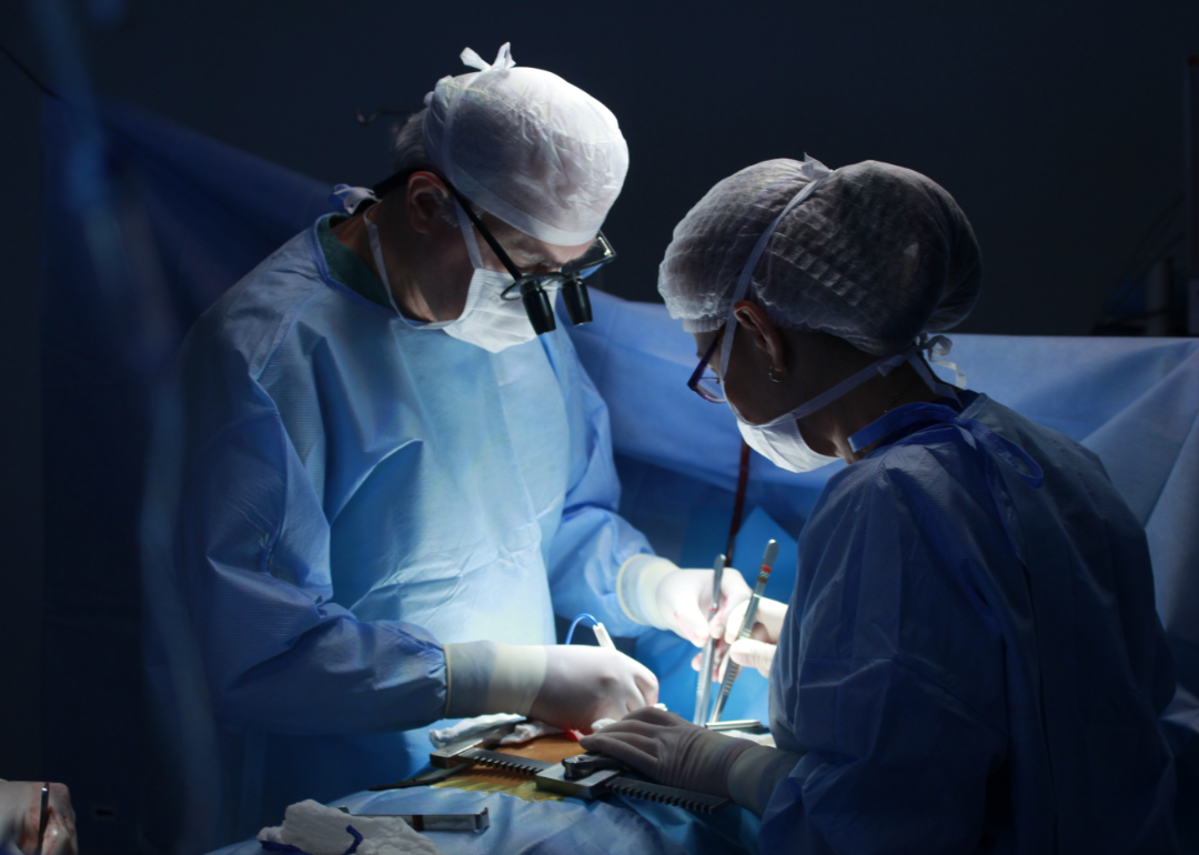 Two surgeons at an operating table
