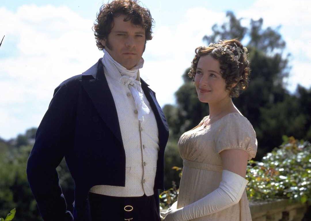 Actors Colin Firth and Jennifer Ehle as Mr. Darcy and Elizabeth Bennet in the miniseries 'Pride and Prejudice,' circa 1995.
