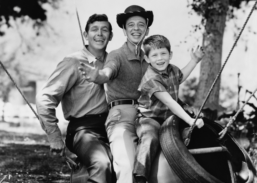Andy Griffith, Don Knotts, and Ron Howard star together on the television series The Andy Griffith Show.