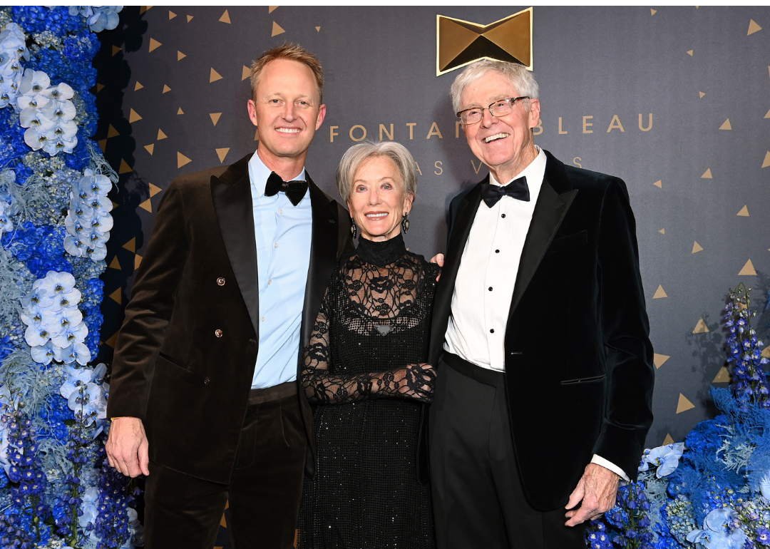  Chase Koch, Liz Koch and CEO of Koch Industries Charles Koch attend the Fontainebleau Las Vegas Star-Studded Grand Opening Celebration on December 13, 2023 in Las Vegas, Nevada.