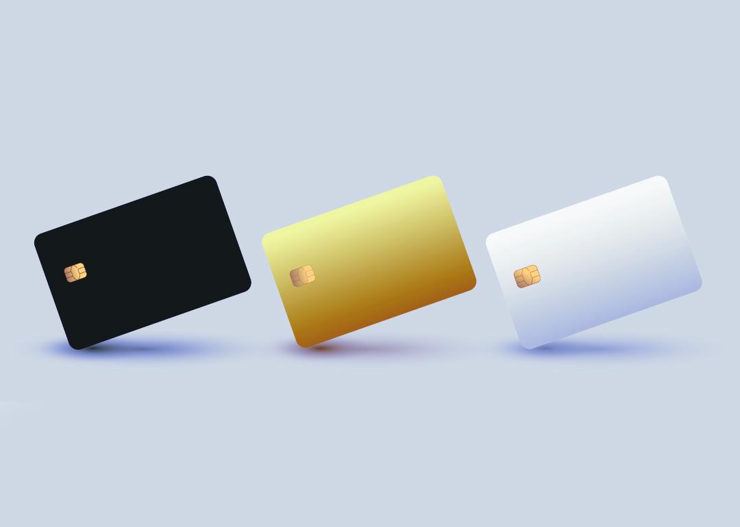 A black, gold and platinum card as a concept of business credit cards.