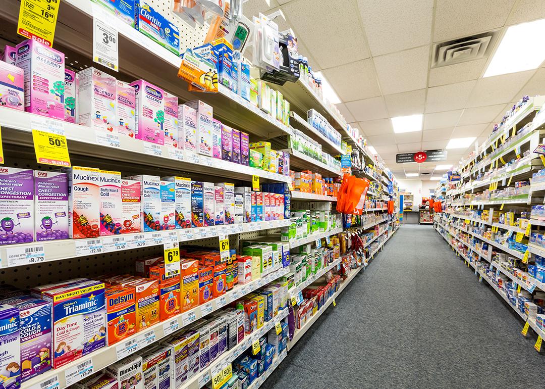 Aisle in a CVS pharmacy.