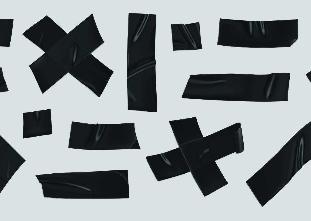 Duct tape applied randomly on a background.