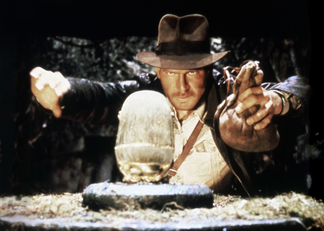 Harrison Ford on the set of "Raiders of the Lost Ark".