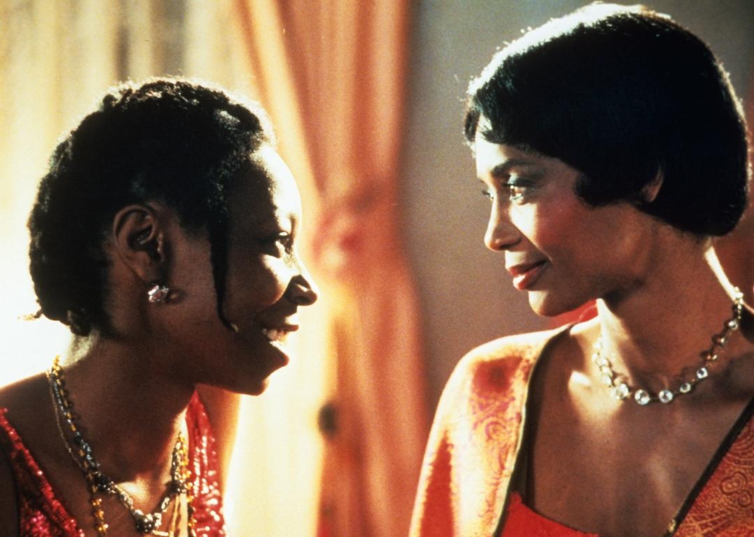 Whoopi Goldberg smiles with Margaret Avery in a scene from the film “The Color Purple."
