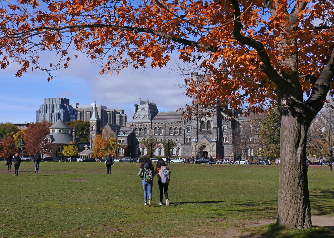 A college campus in autumn