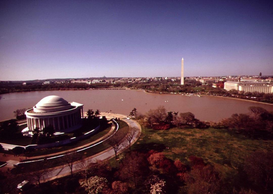 Aerial view of the Jefferson Memorial, April 1973.