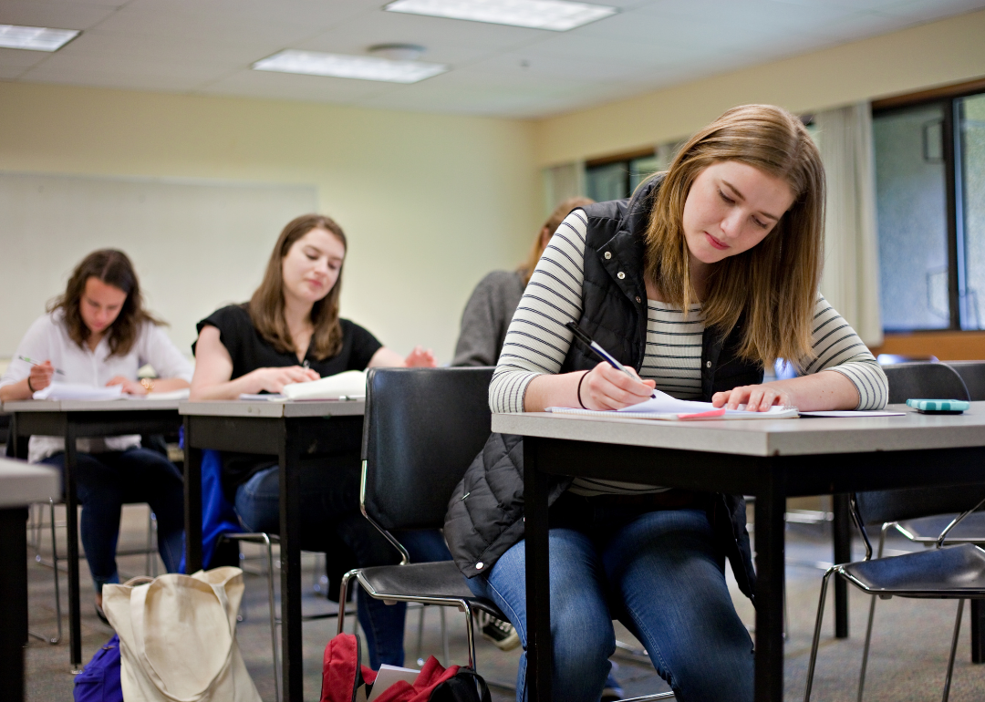 Students taking an exam