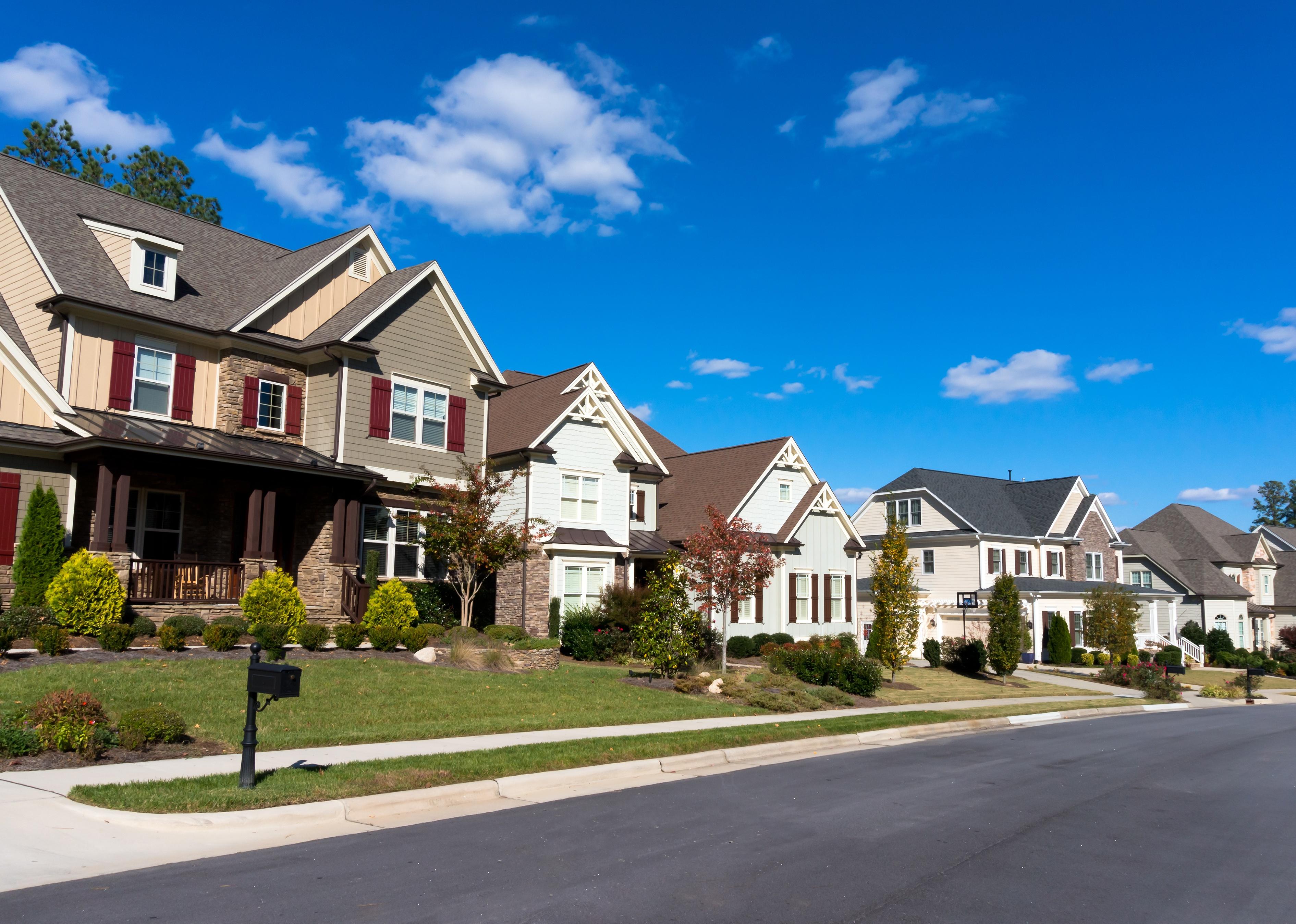 Street of large suburban homes