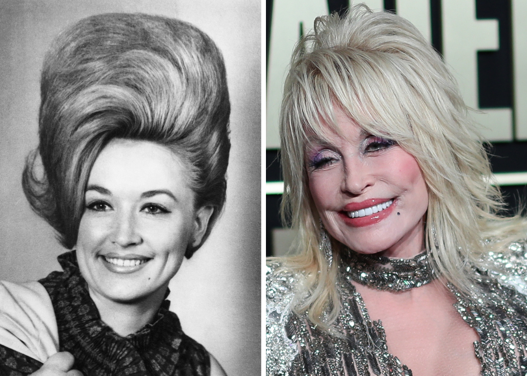 Dolly Parton in 1965 (left); Dolly Parton in 2023 (right)