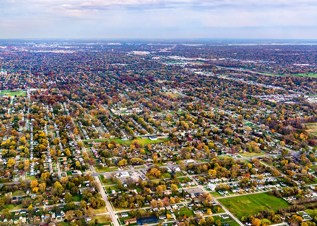 Aerial view of a suburban area near Detroit, Michigan.