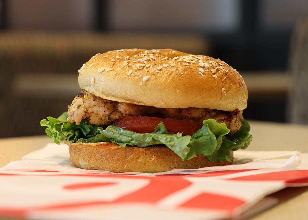 A fast food chicken burger.