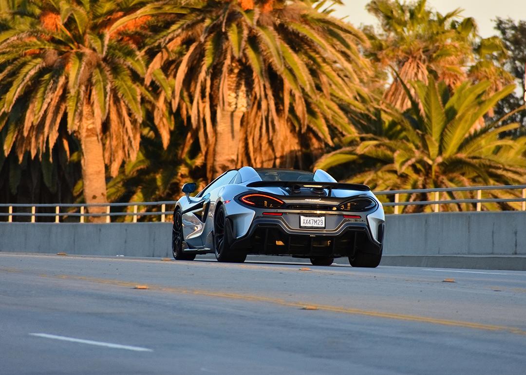 A McLaren on the Pacific Coast Highway in Malibu, California.