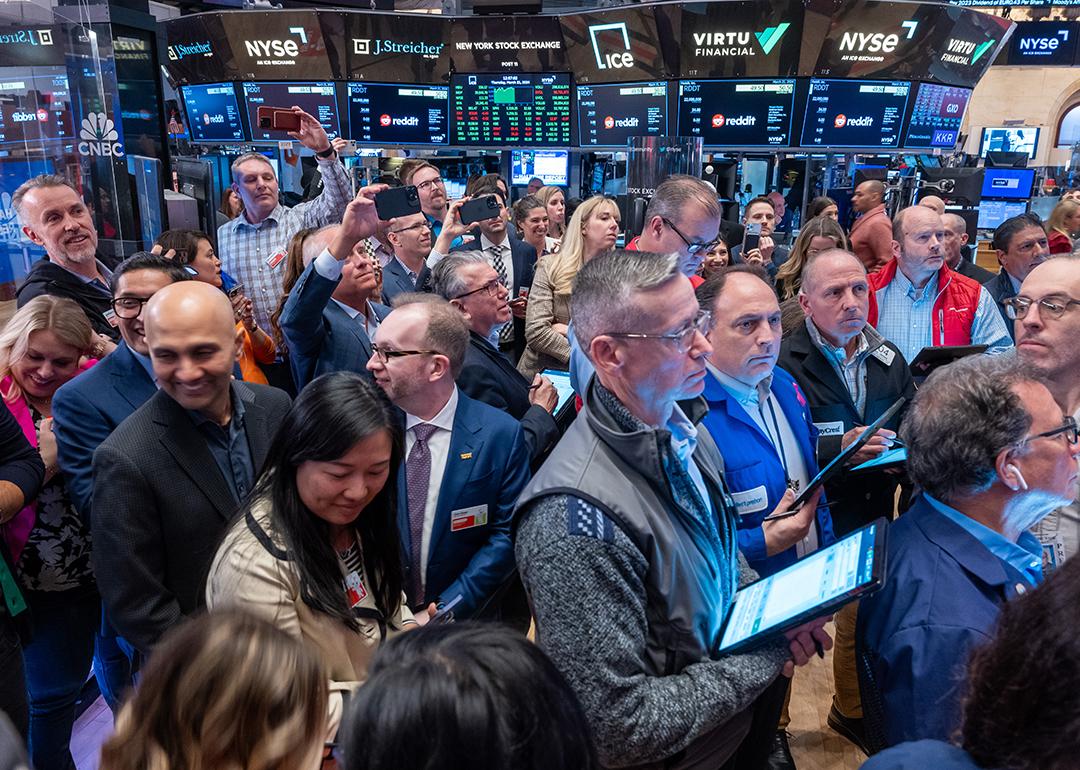 The New York Stock Exchange (NYSE) trading floor during Reddit's initial public offering (IPO) on March 21, 2024 in New York City.