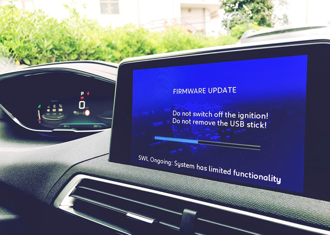 Firmware update on a car.