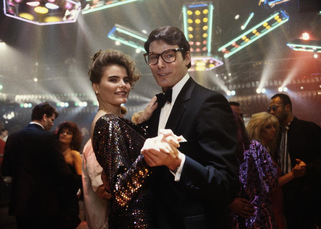 Actors Christopher Reeve and Mariel Hemingway dance during filming of 'Superman IV: The Quest for Peace.'
