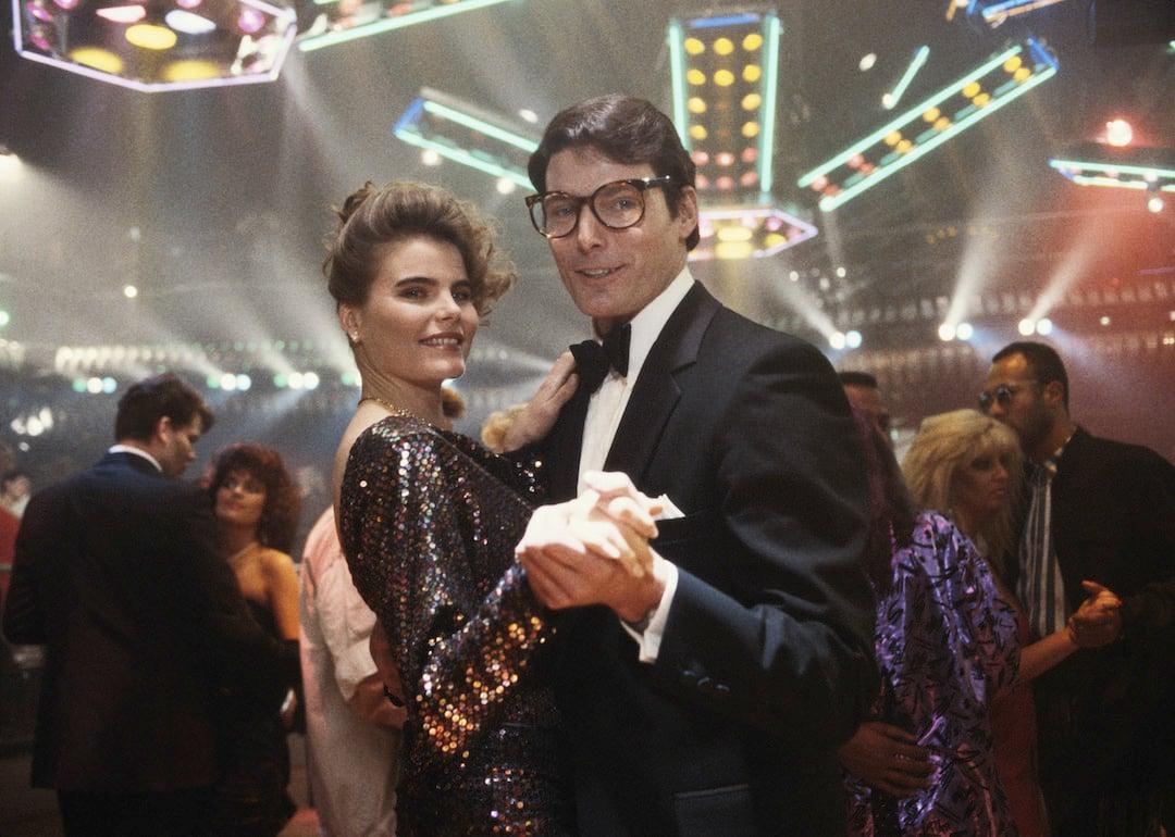 Actors Christopher Reeve and Mariel Hemingway dance during filming of 'Superman IV: The Quest for Peace.'