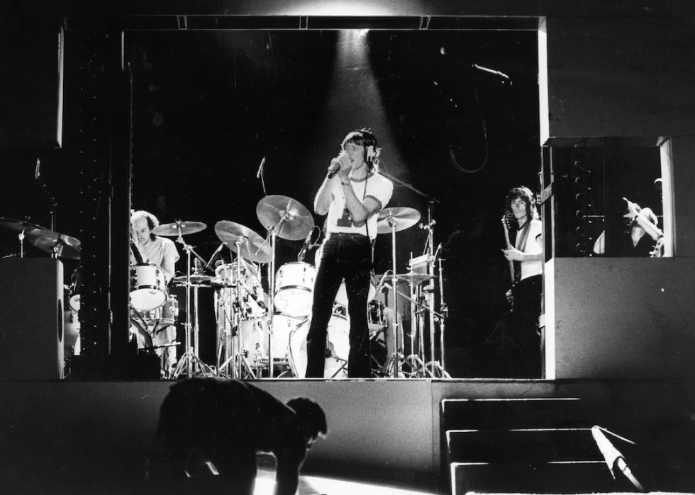 Pink Floyd recording in studio.