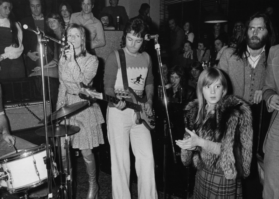 Paul McCartney and Wings performing.