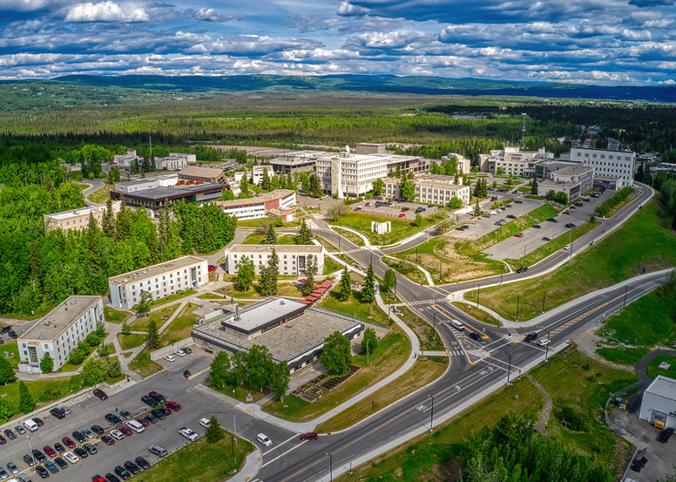 Aerial view of the State University Campus in Fairbanks.