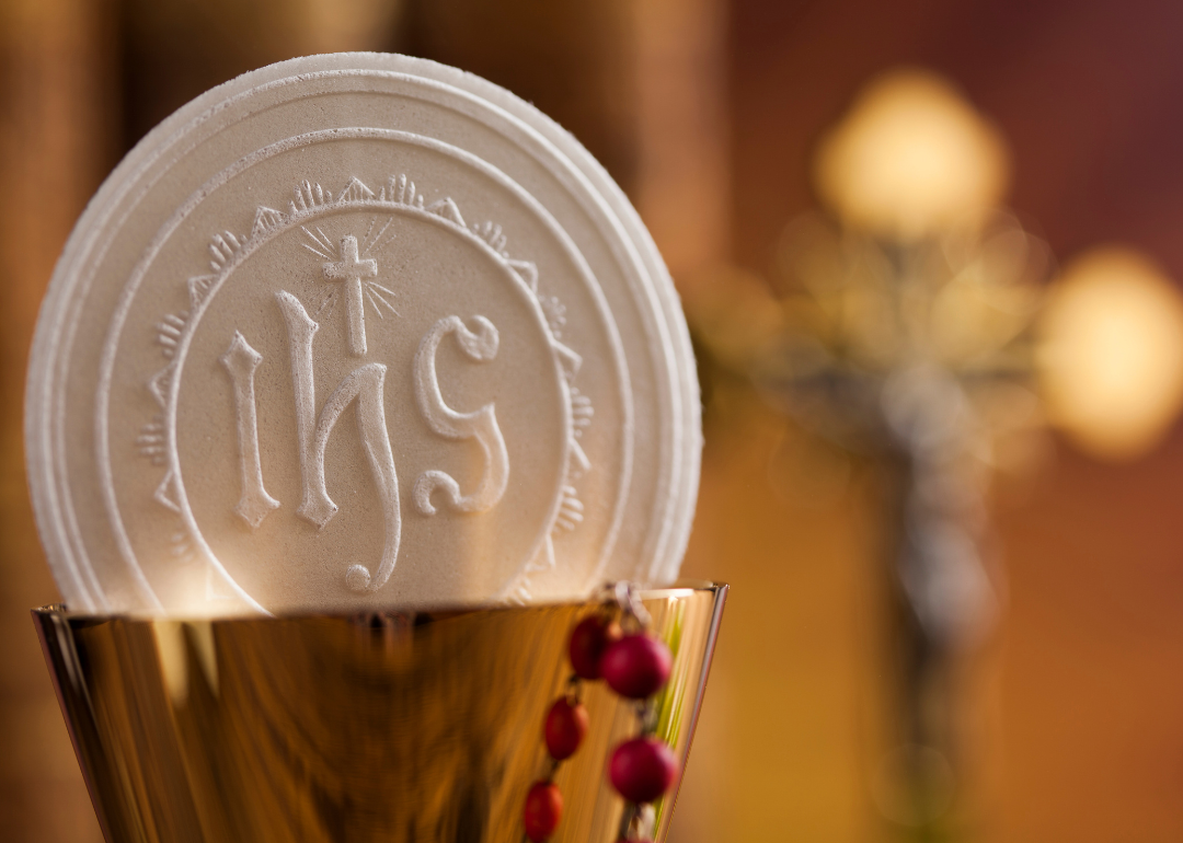 Close-up sacrament of communion.