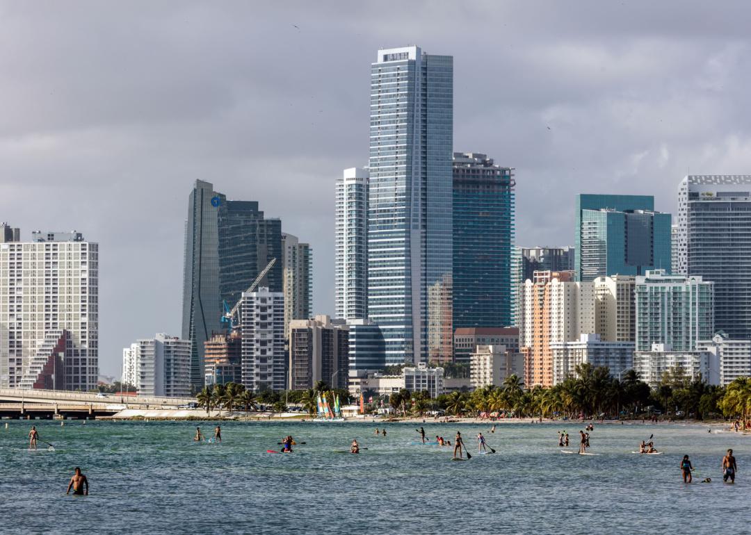 Hobie Beach and Miami skyline.