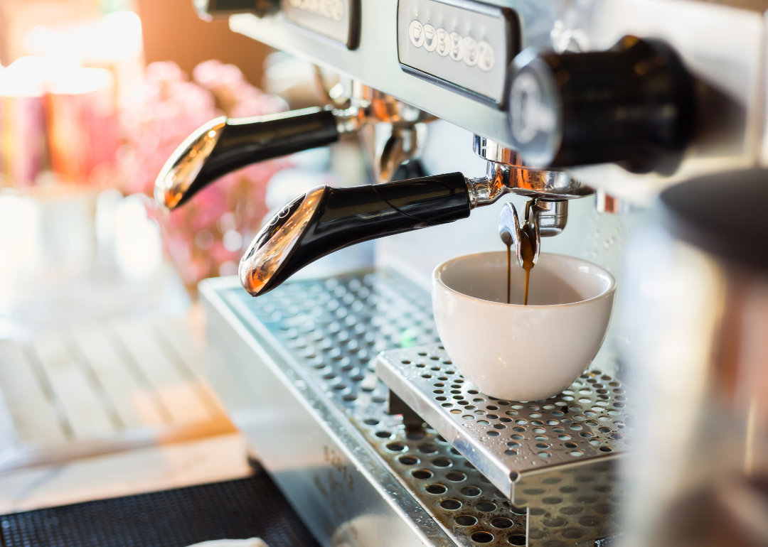 Espresso machine close-up.