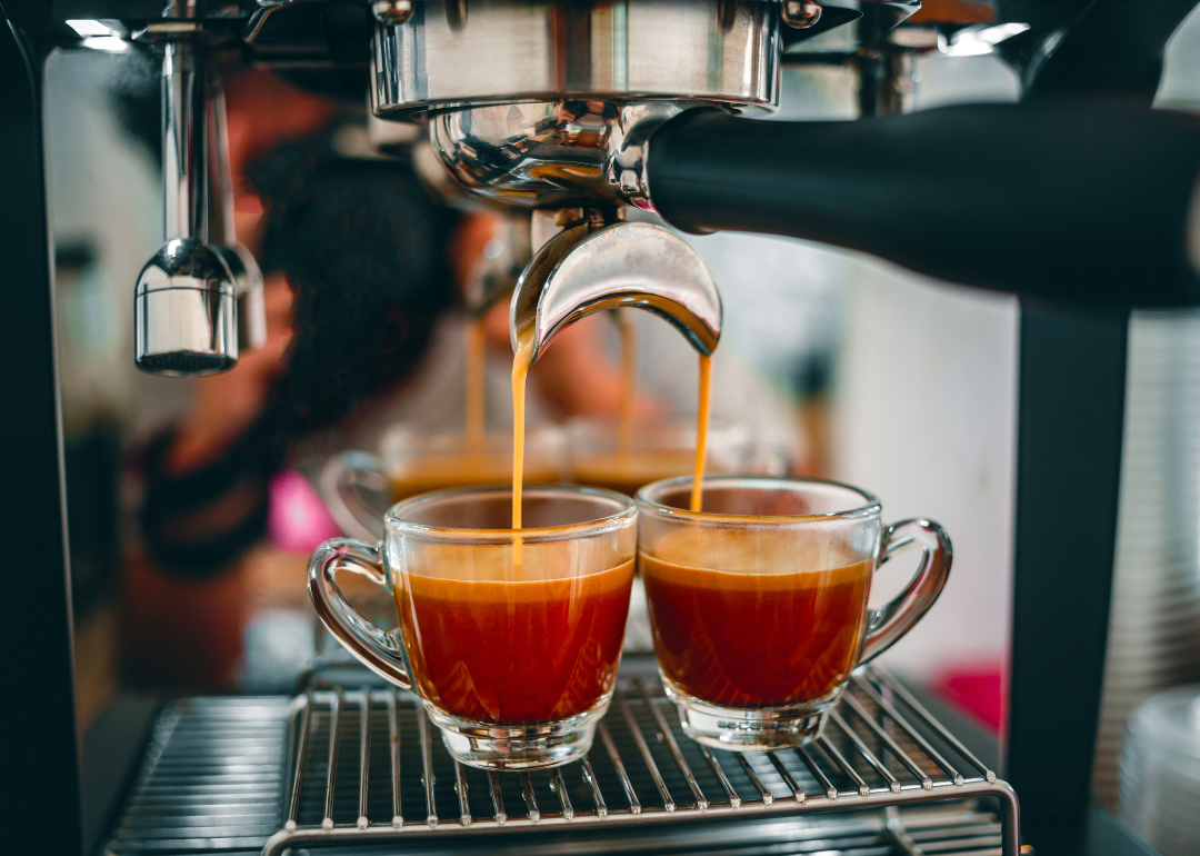 Professional espresso machine close-up.