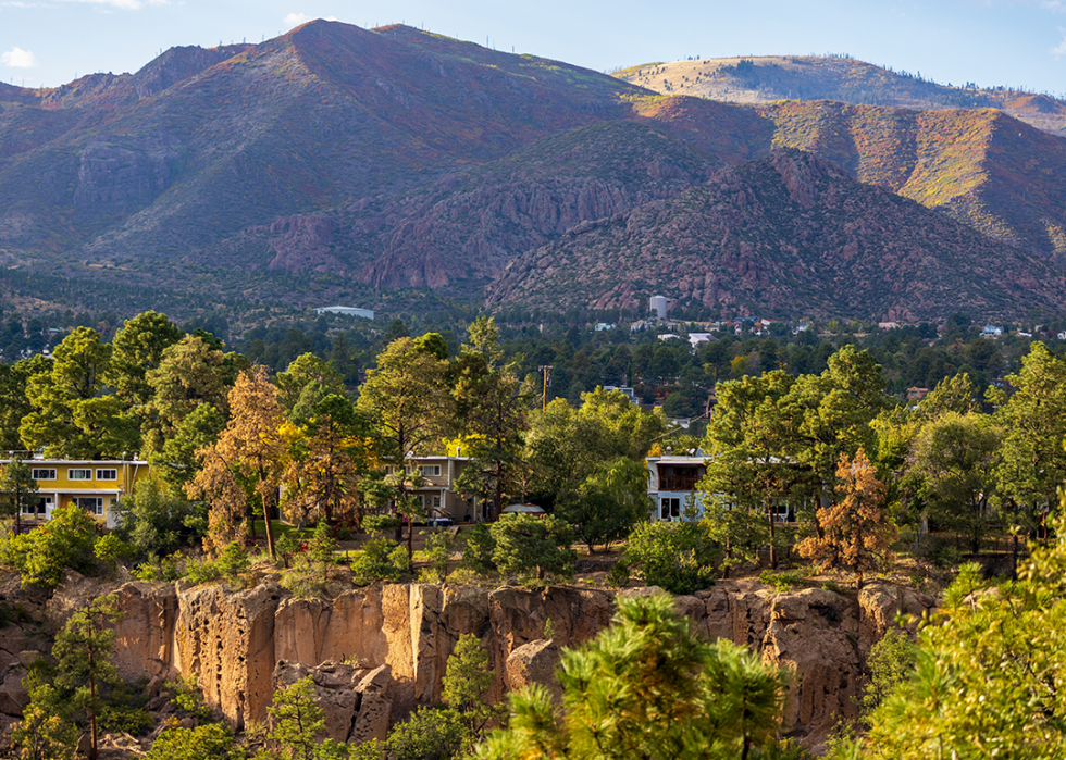 Los Alamos residential panorama with the view of Los Alamos Canon.