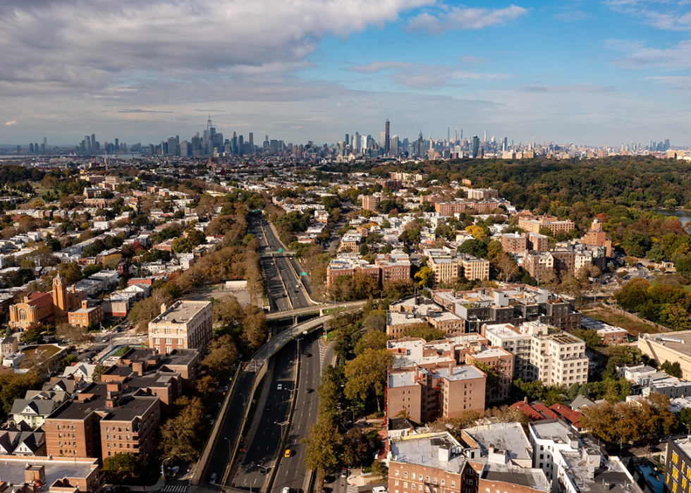 Manhattan city landscape view from Kensington, NY.