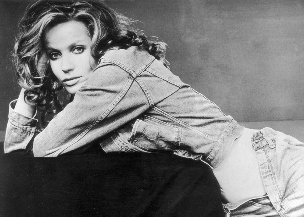 Model Vera von Lehndorff wearing a denim jacket and jeans.
