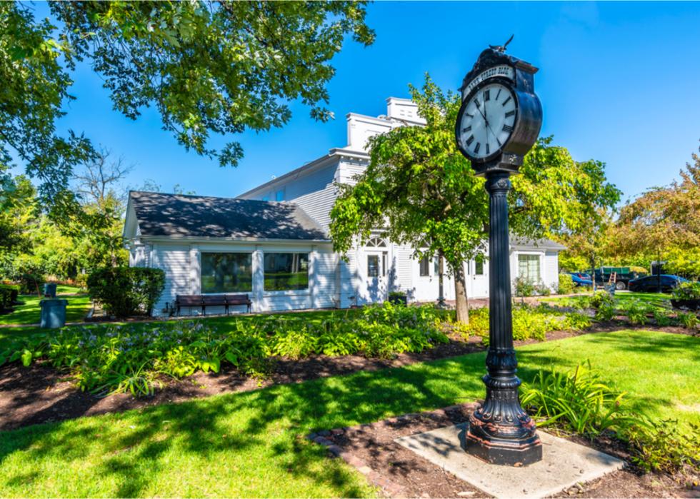 Historic clock in Long Grove.
