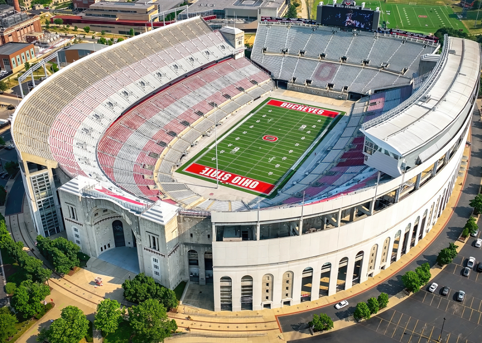 Aerial view of Ohio State Football stadium.