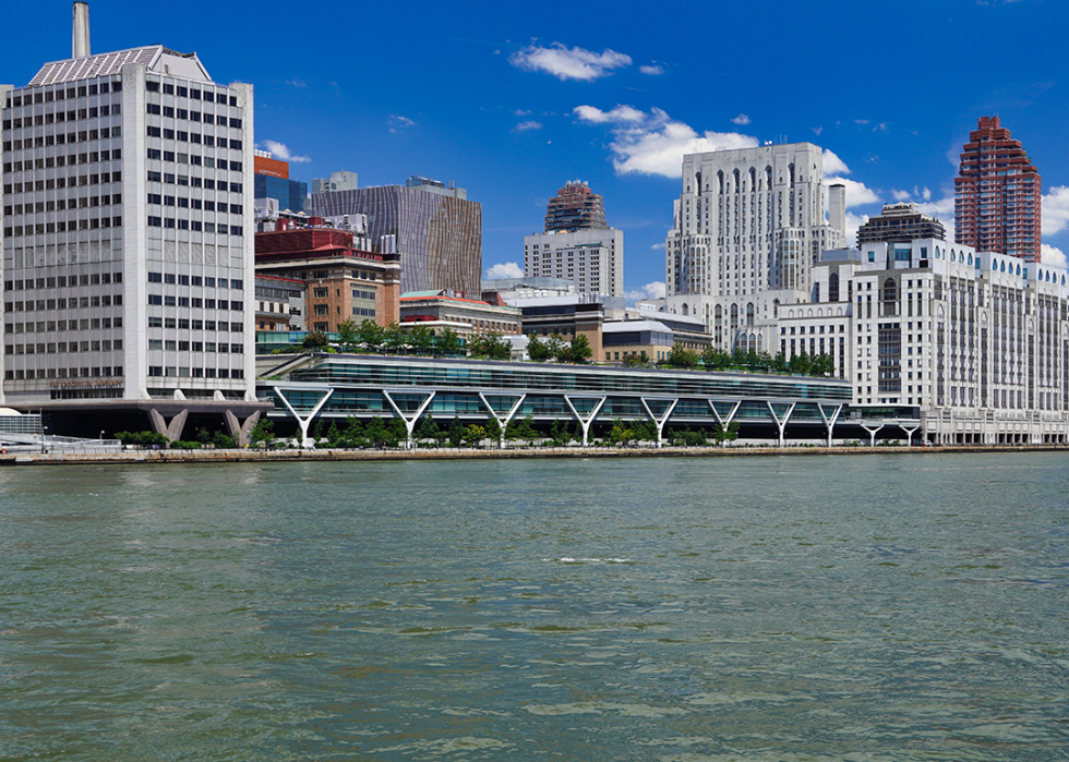Rockefeller University and the East River in New York City.